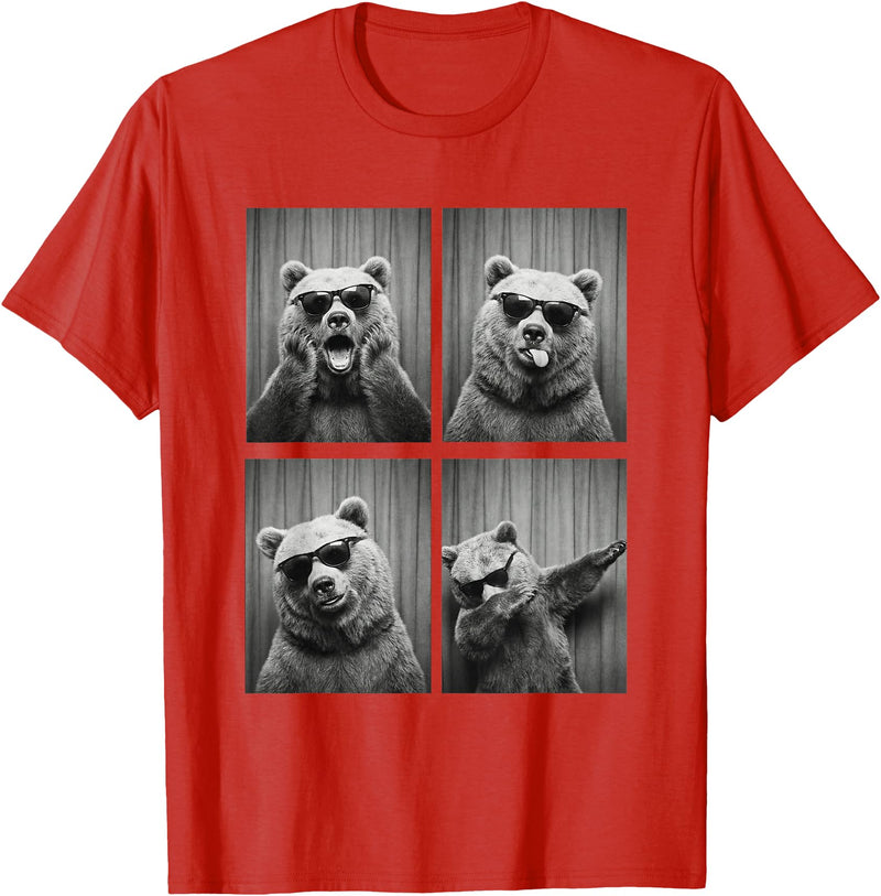 Funny Bear PhotoBooth Stuff Accessories & Gifts Bear PhotoBooth Sunglasses Funny Dab Bears Lover T-Shirt - Red