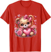 funny amazing valentine bear with heart T-Shirt - Red