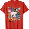 Funny Rainbow Sloth Llama in space Co. Sloth Llama Galaxy Pizza Taco Burrito Rainbow Funny Surreal T-Shirt - Red
