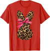Funny Bunny Coquette Bow Rabbit Leopard Easter T-Shirt in Red