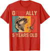 Vintage Fishing Fisherman Birthday Gifts Ofishally 5 Years Old Funny Fishing Birthday Fisherman T-Shirt - Red