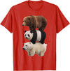 Funny Stacked Bear Panda Polar Bear Animal We Bears Realistic Stacked Bares Meme Animal T-Shirt - Red