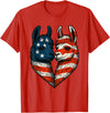 Fourth of July Clothing Co. Patriotic Llamas Heart American Flag 4th of July Graphic T-Shirt - Red