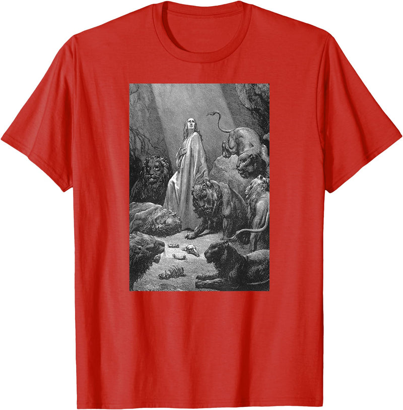 Urban Empyre Gustave Dore Daniel in the Lions Den T-Shirt - Red