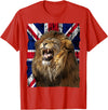 Patriotic Puppies Patriotic Roaring Lion UK Flag Distressed United Kingdom T-Shirt - Red