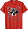 Forest Illustration Bear Art Nature Bear Wearing Sunglasses Wildlife Artwork Graphic Bear T-Shirt - Red