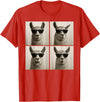 Retro Llama Portrait with Sunglasses Funny Llama Lover Cute Llama Photo Booth T-Shirt - Red