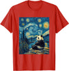 Bear Designs. Cute Panda Bear Van Gogh Style Starry Night Graphic T-Shirt - Red