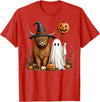 Fall Highland Cow Ghost Autumn Pumpkin Halloween Halloween Highland Cow, Spooky Highlander Cow Fall T-Shirt - Red