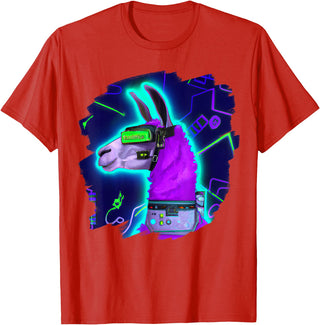 Llama Robot Cyborg Life Apparel Llama Cyborg Robot Llama Cool Artistic Retro Alpacas T-Shirt - Red
