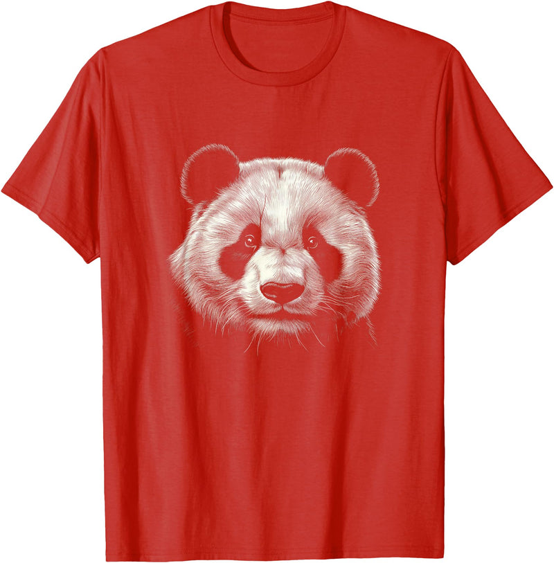 Panda Lover Theme Designs Panda Bear Face Graphic Art Design T-Shirt - Red