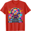 Magical and Funny Music lover Gifts DJ Teddy Bear Disco Hip Hop T-Shirt - Red