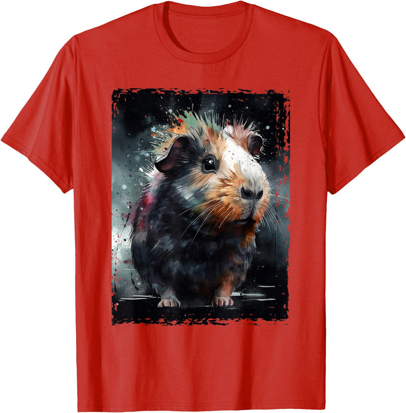 Guinea Pig Lovers Guinea Pig Tees Guinea Pig Shirt Furry Potato Watercolor Guinea Pig Funny T-Shirt - Red