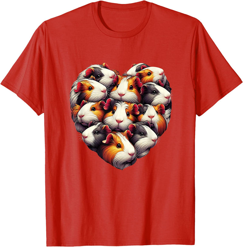 Guinea pigs Artwork Co by MNI Guinea pigs Love Heart of Kids women Teen Girls T-Shirt - Red