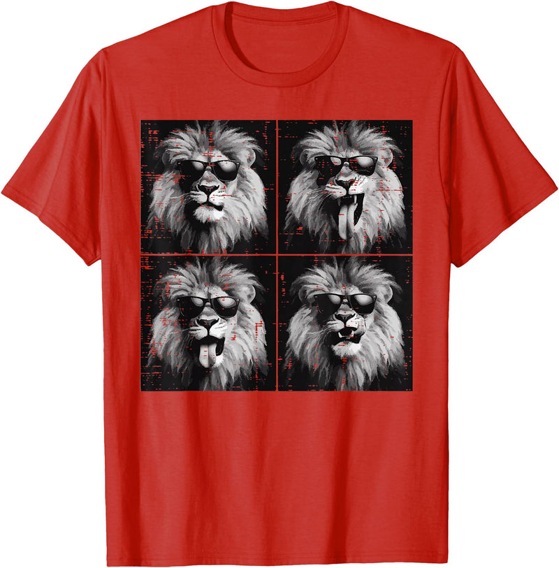 Lion Shirts For Men Women Kids Gifts Lion Selfie Funny Meme Women Kids Boys Girls Youth Teen Men T-Shirt - Red