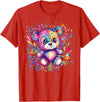 Vibrant Colorful Teddy Bear Illustration Rainbow Splash Teddy Bear T-Shirt - Red