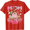 Famer Pink Cow Birthday Matching Tees Mom Of The Birthday Girl 1St Birthday Pink Cow Farm T-Shirt - Red