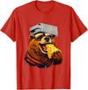 Retro Bear with Cheese for Boys Funny Animal humor Retro Bear Eating Cheese with a Grater Hat T-Shirt - Red