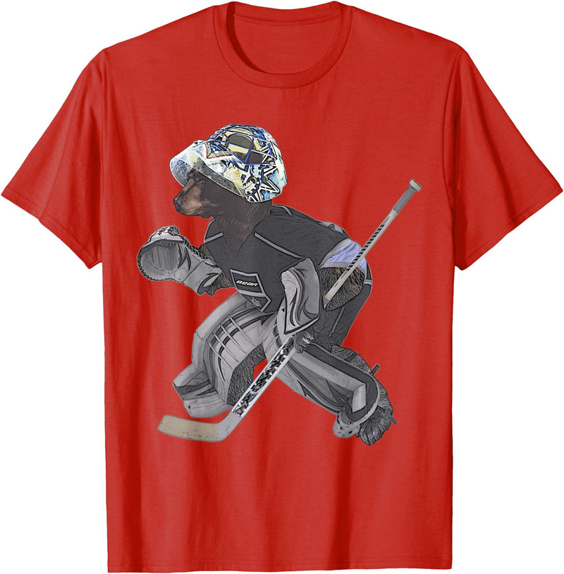 Behrbones Bear Hockey Goalie T-Shirt - Red