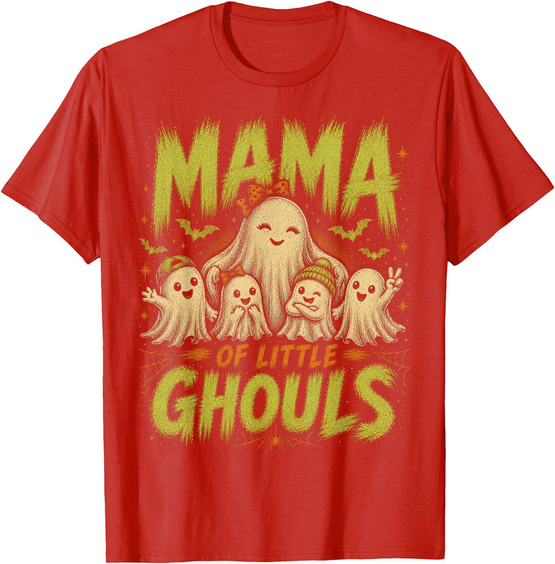 Mama of Little Ghouls Halloween Clothing BB Funny Halloween Mom Shirt Mothers Day Mama of Little Ghouls T-Shirt - Red