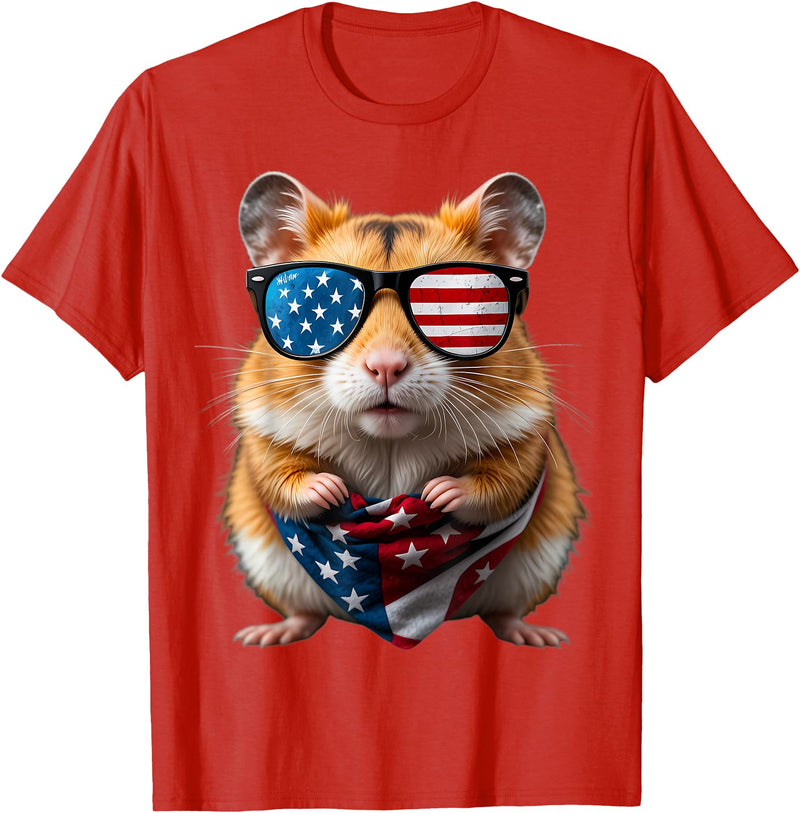 Hamster 4th Of July American Independence Day USA Patriotic T-Shirt - Red