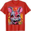 Pop Art Colorful Killer Bunny Rabbit Halloween T-Shirt in Red