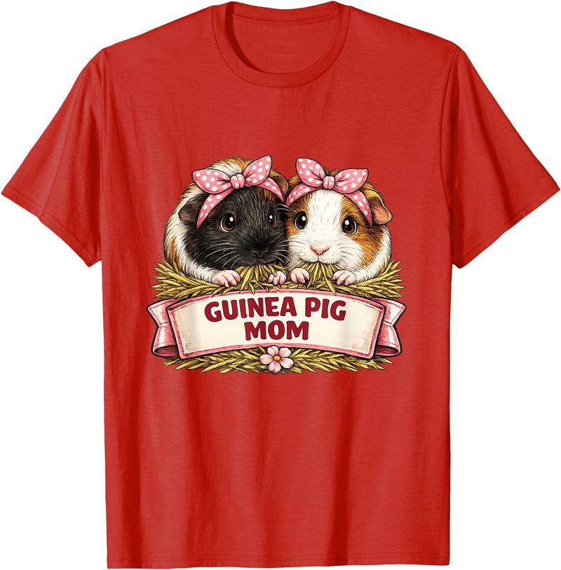Cute Guinea Pig Mom Cavy Lover Apparel Co Guinea Pig Mom T-Shirt - Red