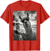 Funny Llama Stuff Accessories & Gifts Cool Llama Selfie At The Beach, Cute Llamas Alpaca T-Shirt - Red