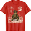 Retro Land Turtle Lover Halloween Moon Funny Eastern Box Turtle Cowboy Western UFO T-Shirt - Red