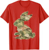 Funny Bunny Crochet Patchwork Camo Rabbit Happy Easter Day T-Shirt in Red