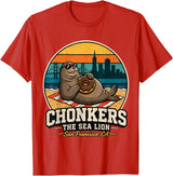Chonkers The Sea Lion San Francisco Funny Seal Tee Chonkers The Sea Lion San Francisco Funny Seal T-Shirt - Red