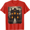 Vintage Haunted House Ghost Halloween Costumes Vintage Ghost Haunted House Scary Halloween Costume Spooky T-Shirt - Red