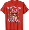 Farm Animal Highland Cow easter Gifts Happy Easter Day Highland Cow Cute Holiday Bunny Women Kids T-Shirt - Red