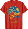 Bear playing Guitar Night-Sky Moon Guitar Grizzly Bear Blues Guitarist Starry Night Musician Music T-Shirt - Red