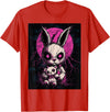 Anime Rabbit Goth Teddy Bear Gothic Anime Bunny T-Shirt in Red