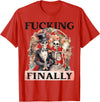 Skeleton Bachelorette Halloween Wedding Bride Babe Fucking Finally Bridesmaid Skeleton Bride Groom Halloween T-Shirt - Red
