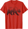 Dramabite Bear Double Exposure Surreal Wild Animals T-Shirt - Red