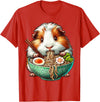 Cute Guinea Pig Gifts Guinea Pig Eating Ramen Japanese Noodles T-Shirt - Red