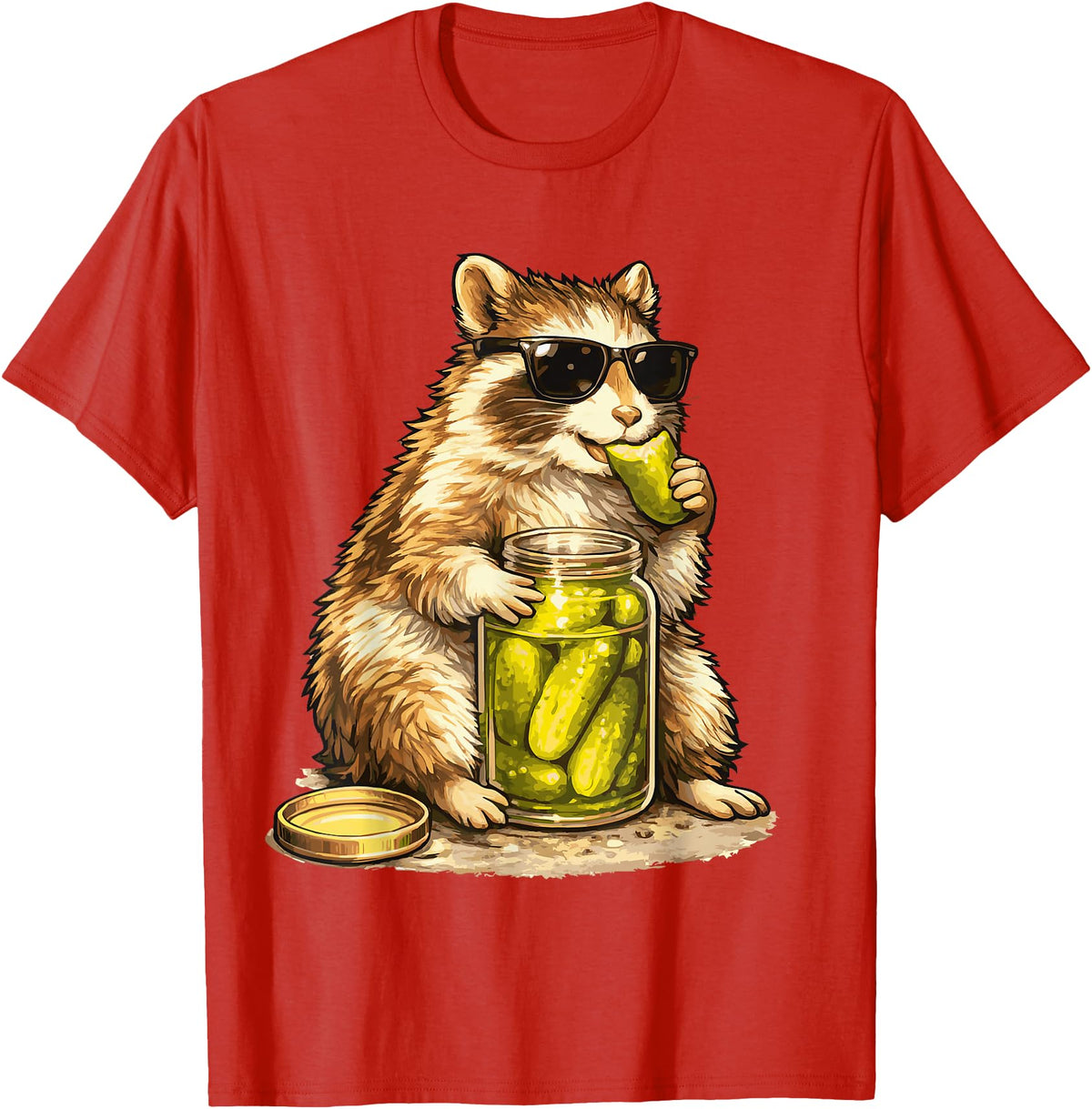 Pickle Munching Guinea Pig Designs Funny Guinea Pig Pickle Lover T-Shirt - Red