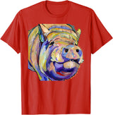 Potbelly Pig Shirt - Potbelly Pig Gifts - Potbellied Pig Art T-Shirt - Red