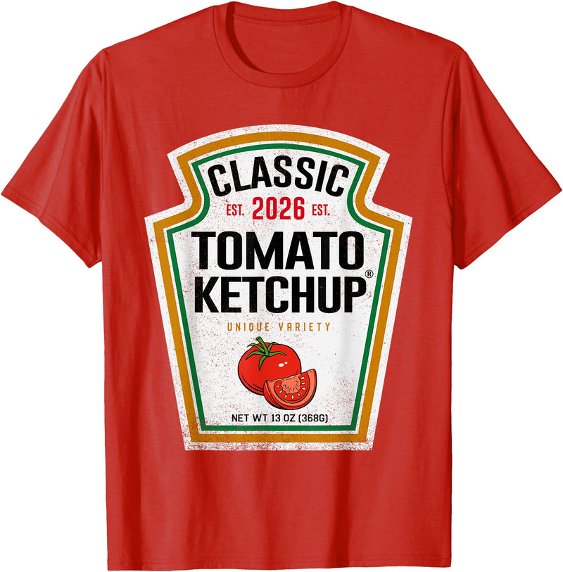 Funny DIY Halloween Costume Couples Men Women Kids Red Ketchup DIY Halloween Costume Matching Group Ketchup T-Shirt - Red