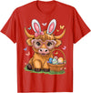 Bunny Highland Cow Easter Day Women Girls Easter Day Highland Cow Cute Easter Bunny Farmer Women Girls T-Shirt - Red