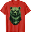 Bear Wildlife Deer Campfire Nature Apparel Bear Sunglasses Wildlife Deer Campfire Nature Vintage Forest T-Shirt - Red