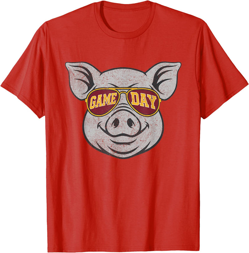 Game Day Pig Tee-TShirt Gifts Game Day Pig T-Shirt - Red
