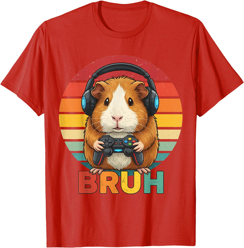 Gaming Guinea Pig Bruh Retro Gamer Guinea Pig Boys Guinea Pig Video Games Guinea Pig Bruh Retro Guinea Pig Boys T-Shirt - Red