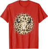 Funny Leopard Cow Skull designs Funny Leopard Cow Skull print Flower Rustic Turquoise T-Shirt - Red