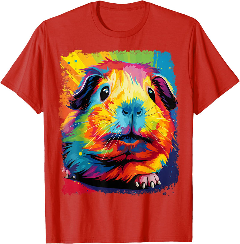 PopArt Pet Animal Prints A Guinea Pig T-Shirt - Red