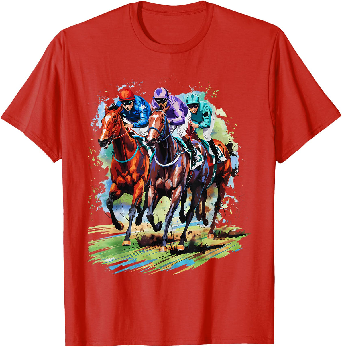 Horse Lover Gift Co. Funny Horse Racing Jockey Racer Derby Rider Race Track T-Shirt - Red