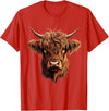 Cute Scottish Highlander Cattle Designs Scottish Highland Cow Messy Bun Scottish Highlander Cow T-Shirt - Red