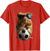 Animal Soccer Design Guinea Pig Soccer T-Shirt - Red